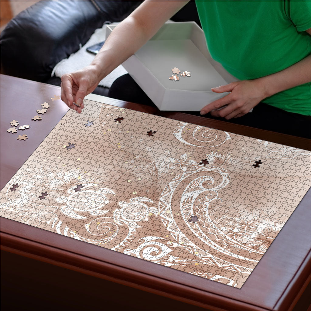 Aloha Hawaii Turtles Floral Puzzle Taupe Marbles Glaze LT7 - Polynesian Pride