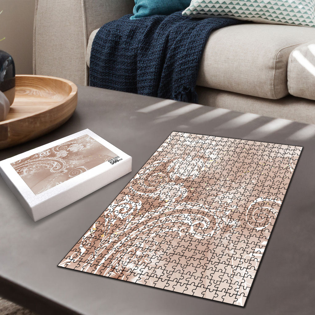 Aloha Hawaii Turtles Floral Puzzle Taupe Marbles Glaze LT7 - Polynesian Pride