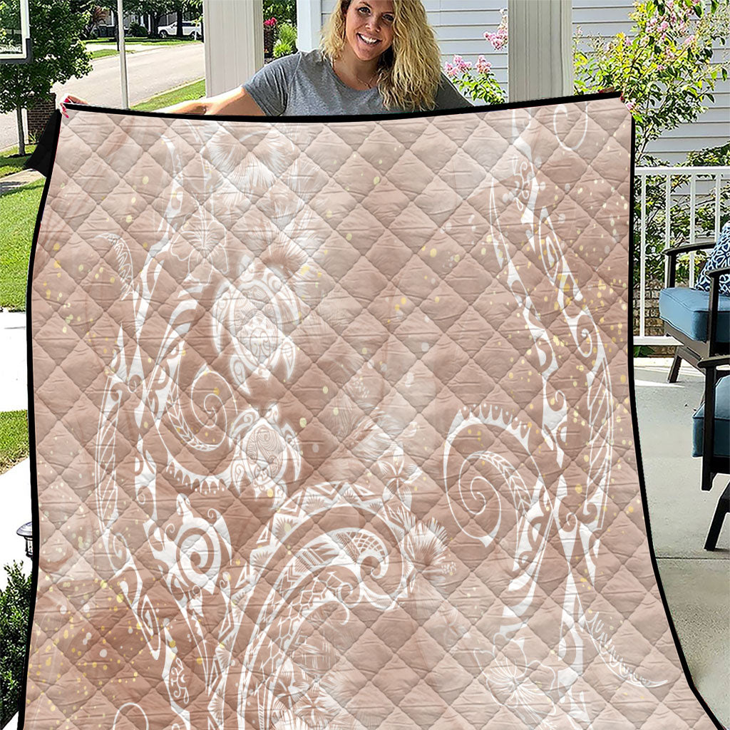 Aloha Hawaii Turtles Floral Quilt Taupe Marbles Glaze LT7 Taupe - Polynesian Pride