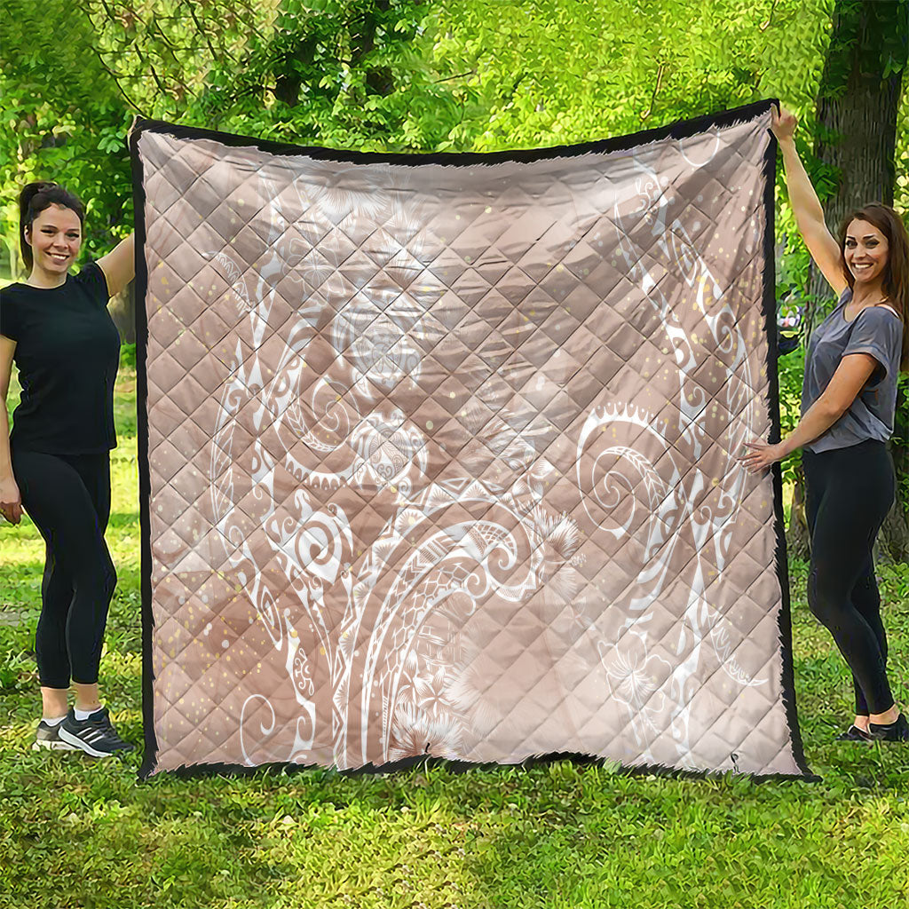 Aloha Hawaii Turtles Floral Quilt Taupe Marbles Glaze LT7 - Polynesian Pride