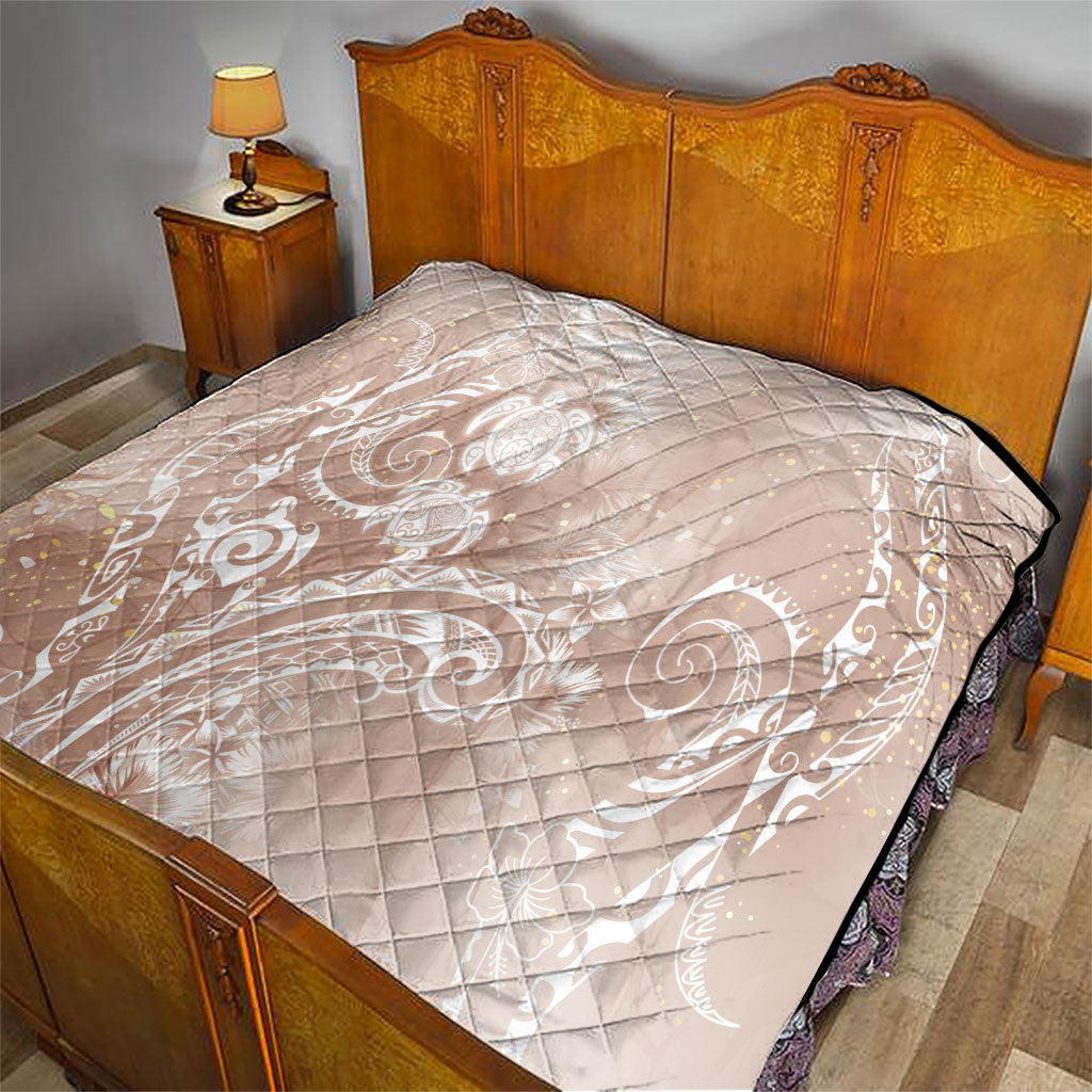 Aloha Hawaii Turtles Floral Quilt Taupe Marbles Glaze LT7 - Polynesian Pride