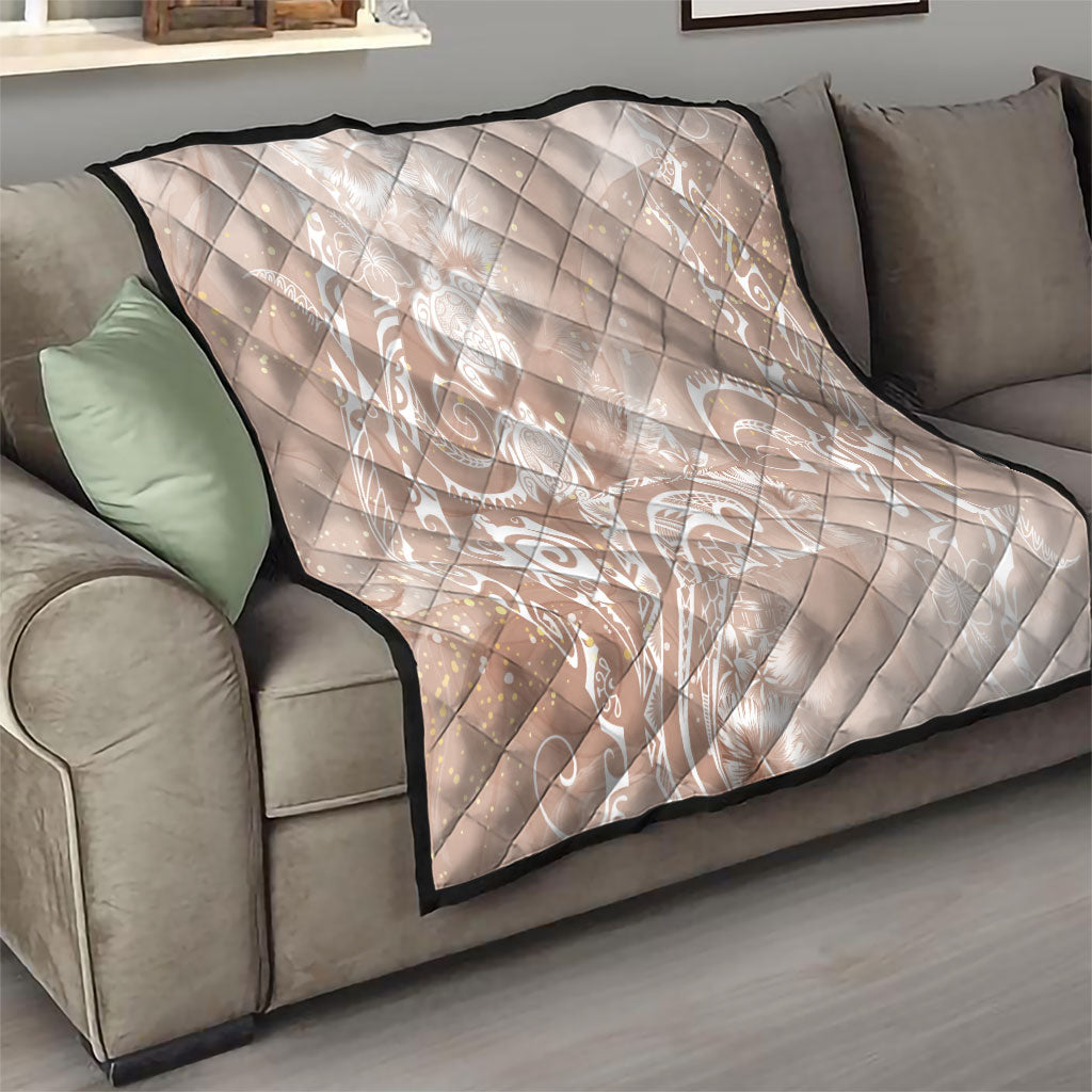 Aloha Hawaii Turtles Floral Quilt Taupe Marbles Glaze LT7 - Polynesian Pride