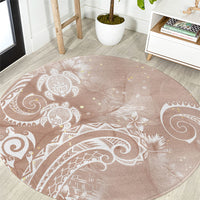 Aloha Hawaii Turtles Floral Round Carpet Taupe Marbles Glaze LT7 Taupe - Polynesian Pride
