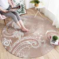 Aloha Hawaii Turtles Floral Round Carpet Taupe Marbles Glaze LT7 - Polynesian Pride