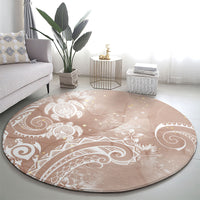 Aloha Hawaii Turtles Floral Round Carpet Taupe Marbles Glaze LT7 - Polynesian Pride