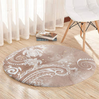 Aloha Hawaii Turtles Floral Round Carpet Taupe Marbles Glaze LT7 - Polynesian Pride