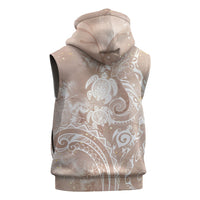 Aloha Hawaii Turtles Floral Sleeveless Zip Hoodie Taupe Marbles Glaze LT7 - Polynesian Pride