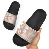 Aloha Hawaii Turtles Floral Slide Sandals Taupe Marbles Glaze LT7 - Polynesian Pride