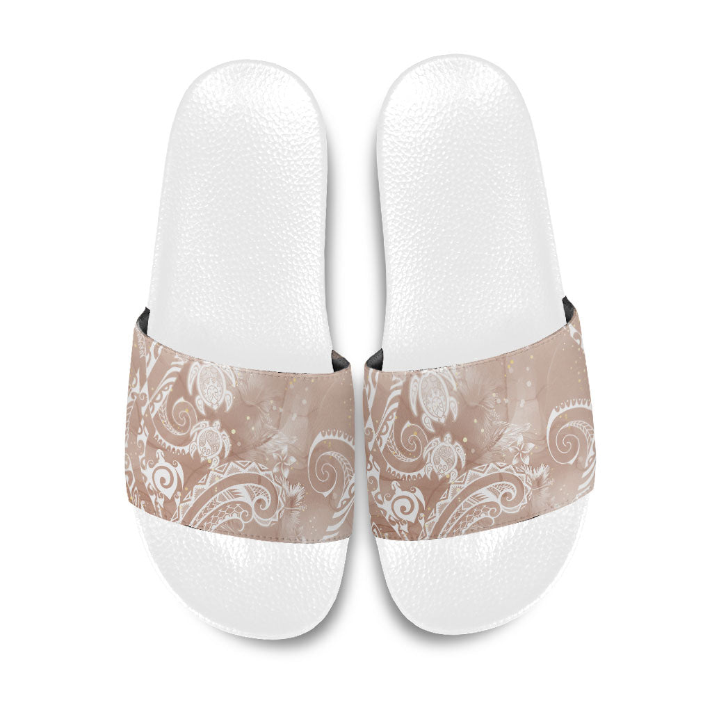 Aloha Hawaii Turtles Floral Slide Sandals Taupe Marbles Glaze LT7 Taupe - Polynesian Pride