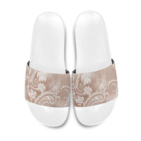 Aloha Hawaii Turtles Floral Slide Sandals Taupe Marbles Glaze LT7 Taupe - Polynesian Pride