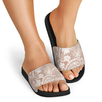 Aloha Hawaii Turtles Floral Slide Sandals Taupe Marbles Glaze LT7 - Polynesian Pride