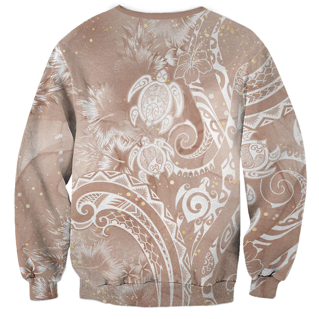 Aloha Hawaii Turtles Floral Sweatshirt Taupe Marbles Glaze LT7 - Polynesian Pride