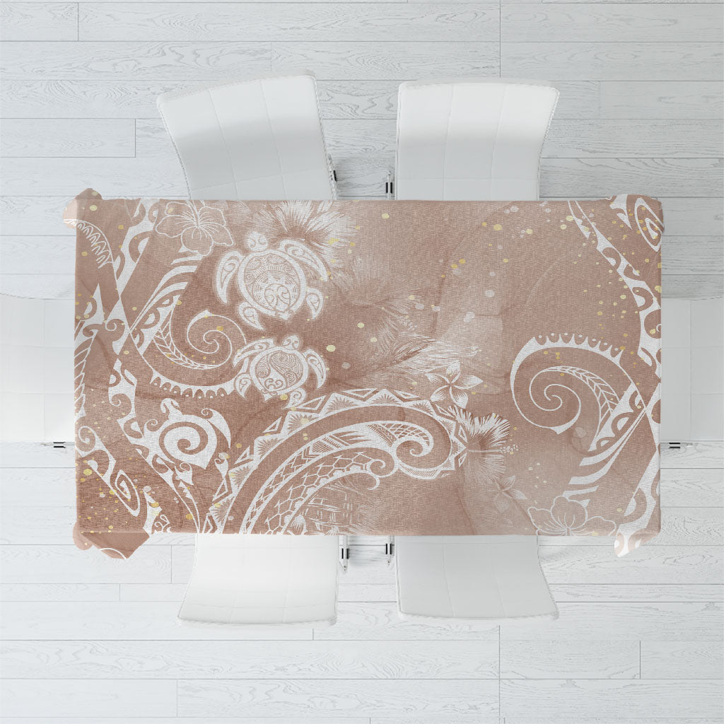 Aloha Hawaii Turtles Floral Tablecloth Taupe Marbles Glaze LT7 Taupe - Polynesian Pride