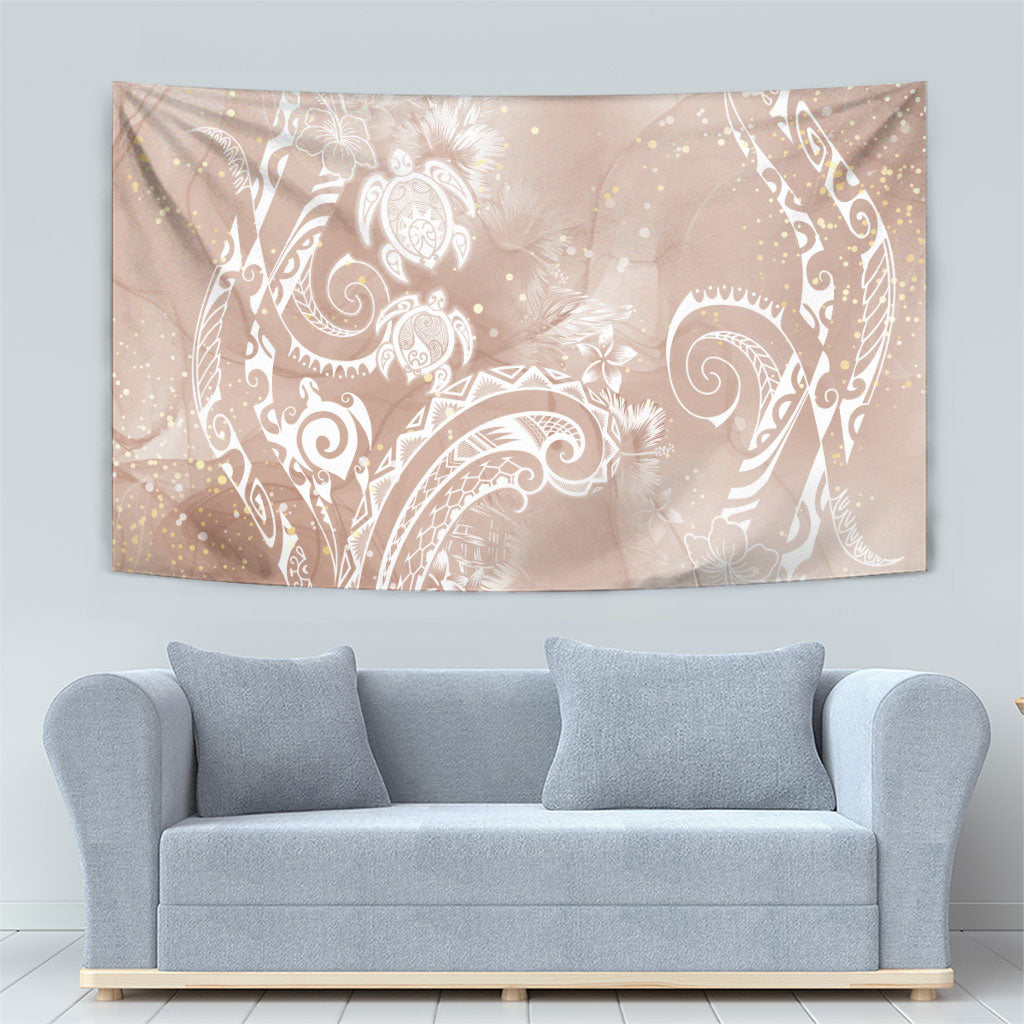 Aloha Hawaii Turtles Floral Tapestry Taupe Marbles Glaze LT7 - Polynesian Pride