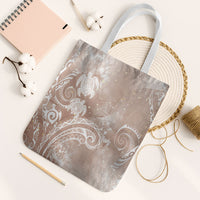 Aloha Hawaii Turtles Floral Tote Bag Taupe Marbles Glaze LT7 White Strap One Size Taupe - Polynesian Pride