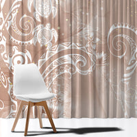 Aloha Hawaii Turtles Floral Window Curtain Taupe Marbles Glaze LT7 - Polynesian Pride