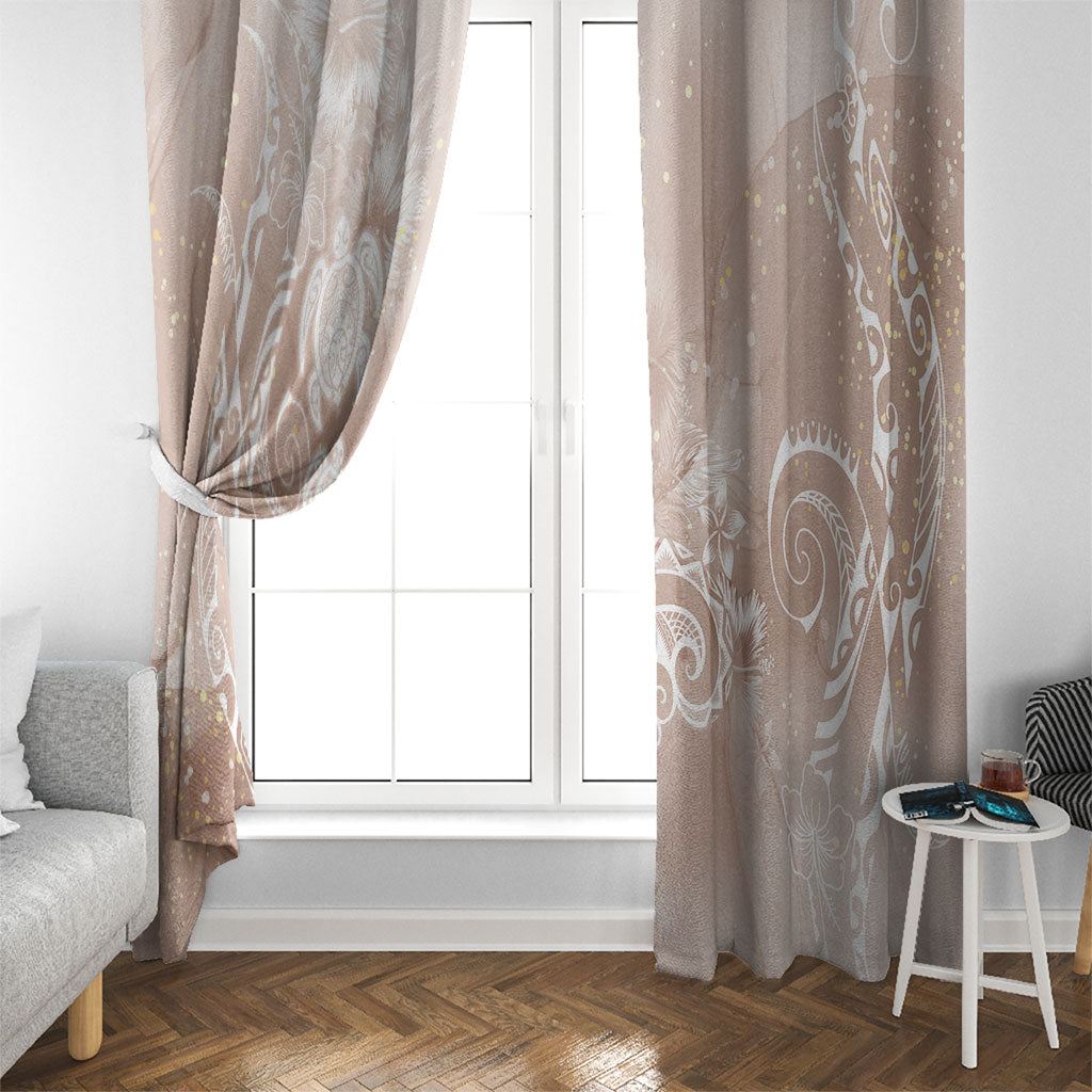 Aloha Hawaii Turtles Floral Window Curtain Taupe Marbles Glaze LT7 - Polynesian Pride