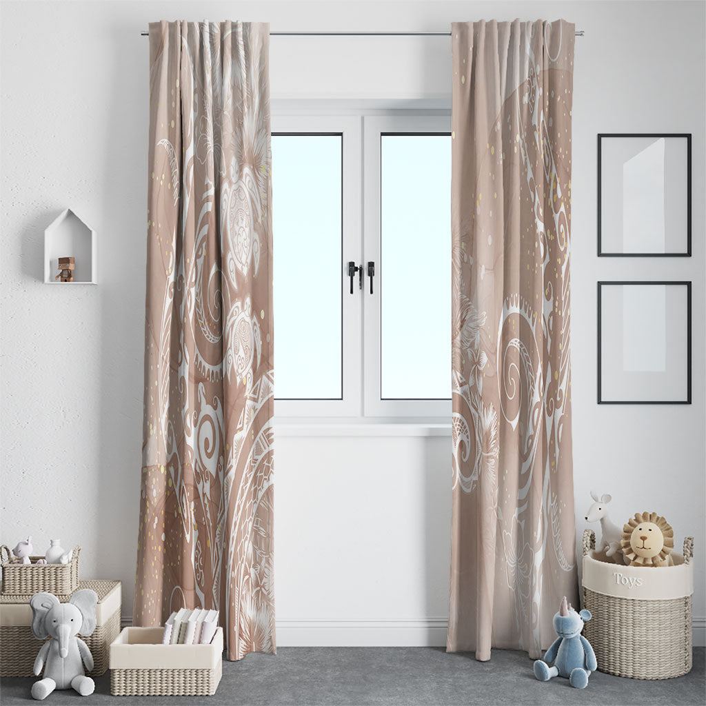 Aloha Hawaii Turtles Floral Window Curtain Taupe Marbles Glaze LT7 - Polynesian Pride