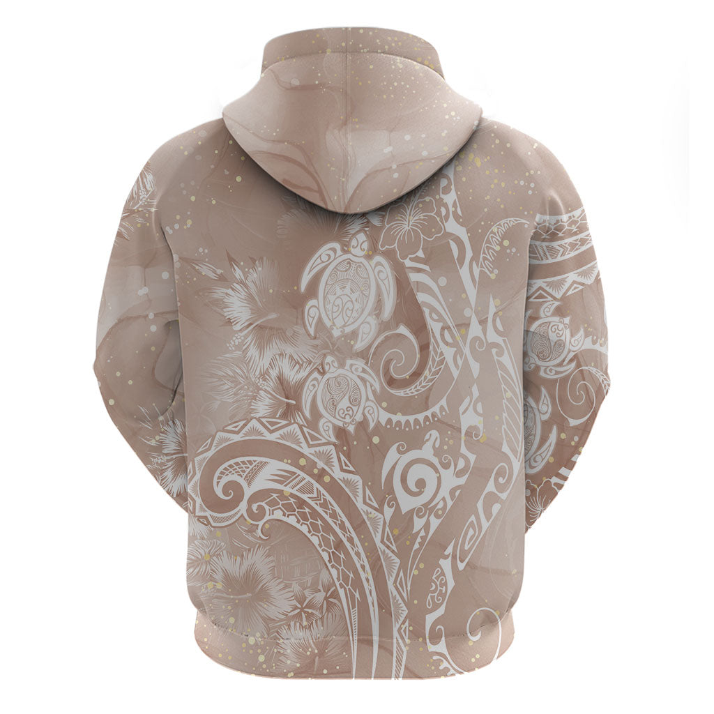 Aloha Hawaii Turtles Floral Zip Hoodie Taupe Marbles Glaze LT7 - Polynesian Pride
