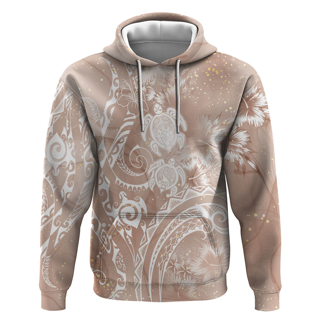 Aloha Hawaii Turtles Floral Zip Hoodie Taupe Marbles Glaze LT7 Pullover Hoodie Taupe - Polynesian Pride