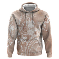 Aloha Hawaii Turtles Floral Zip Hoodie Taupe Marbles Glaze LT7 Pullover Hoodie Taupe - Polynesian Pride