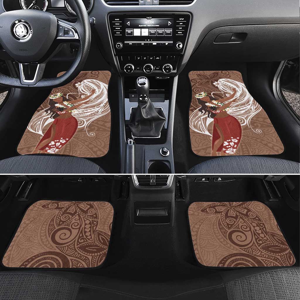 Tahiti Islands Polynesian Plumeria Car Mats Tahitian Vahine 'Ote'a - Beige