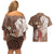 Tahiti Islands Polynesian Plumeria Couples Matching Off Shoulder Short Dress and Hawaiian Shirt Tahitian Vahine 'Ote'a - Beige