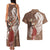 Tahiti Islands Polynesian Plumeria Couples Matching Tank Maxi Dress and Hawaiian Shirt Tahitian Vahine 'Ote'a - Beige