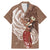 Tahiti Islands Polynesian Plumeria Family Matching Mermaid Dress and Hawaiian Shirt Tahitian Vahine 'Ote'a - Beige