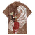 Tahiti Islands Polynesian Plumeria Family Matching Mermaid Dress and Hawaiian Shirt Tahitian Vahine 'Ote'a - Beige