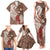 Tahiti Islands Polynesian Plumeria Family Matching Tank Maxi Dress and Hawaiian Shirt Tahitian Vahine 'Ote'a - Beige