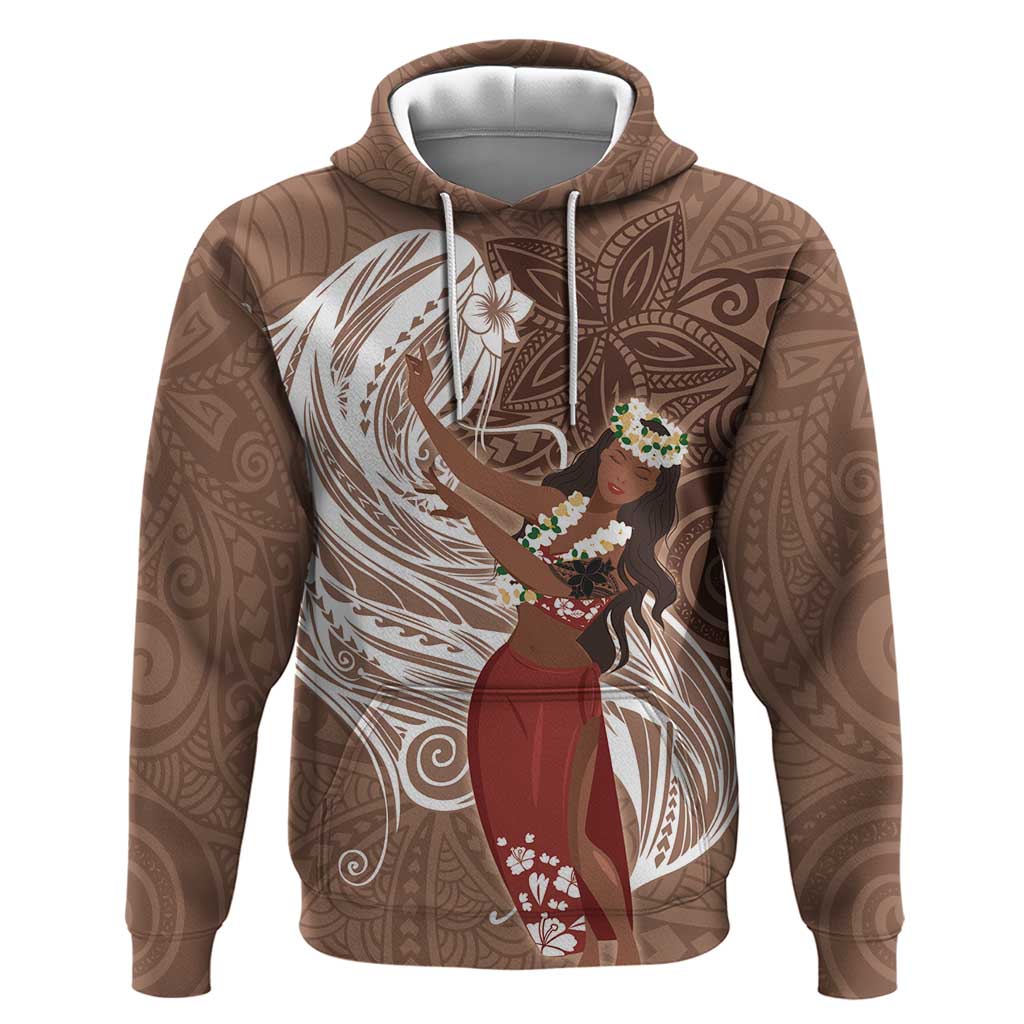 Tahiti Islands Polynesian Plumeria Hoodie Tahitian Vahine 'Ote'a - Beige LT7 Pullover Hoodie Beige - Polynesian Pride