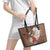 Tahiti Islands Polynesian Plumeria Leather Tote Bag Tahitian Vahine 'Ote'a - Beige