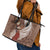 Tahiti Islands Polynesian Plumeria Leather Tote Bag Tahitian Vahine 'Ote'a - Beige