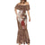 Tahiti Islands Polynesian Plumeria Mermaid Dress Tahitian Vahine 'Ote'a - Beige