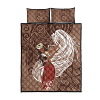 Tahiti Islands Polynesian Plumeria Quilt Bed Set Tahitian Vahine 'Ote'a - Beige LT7 - Polynesian Pride