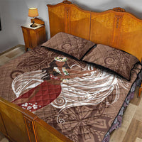 Tahiti Islands Polynesian Plumeria Quilt Bed Set Tahitian Vahine 'Ote'a - Beige LT7 - Polynesian Pride