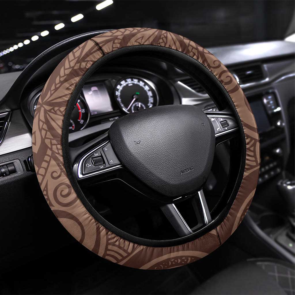 Tahiti Islands Polynesian Plumeria Steering Wheel Cover Tahitian Vahine 'Ote'a - Beige