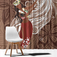Tahiti Islands Polynesian Plumeria Window Curtain Tahitian Vahine 'Ote'a - Beige LT7 - Polynesian Pride