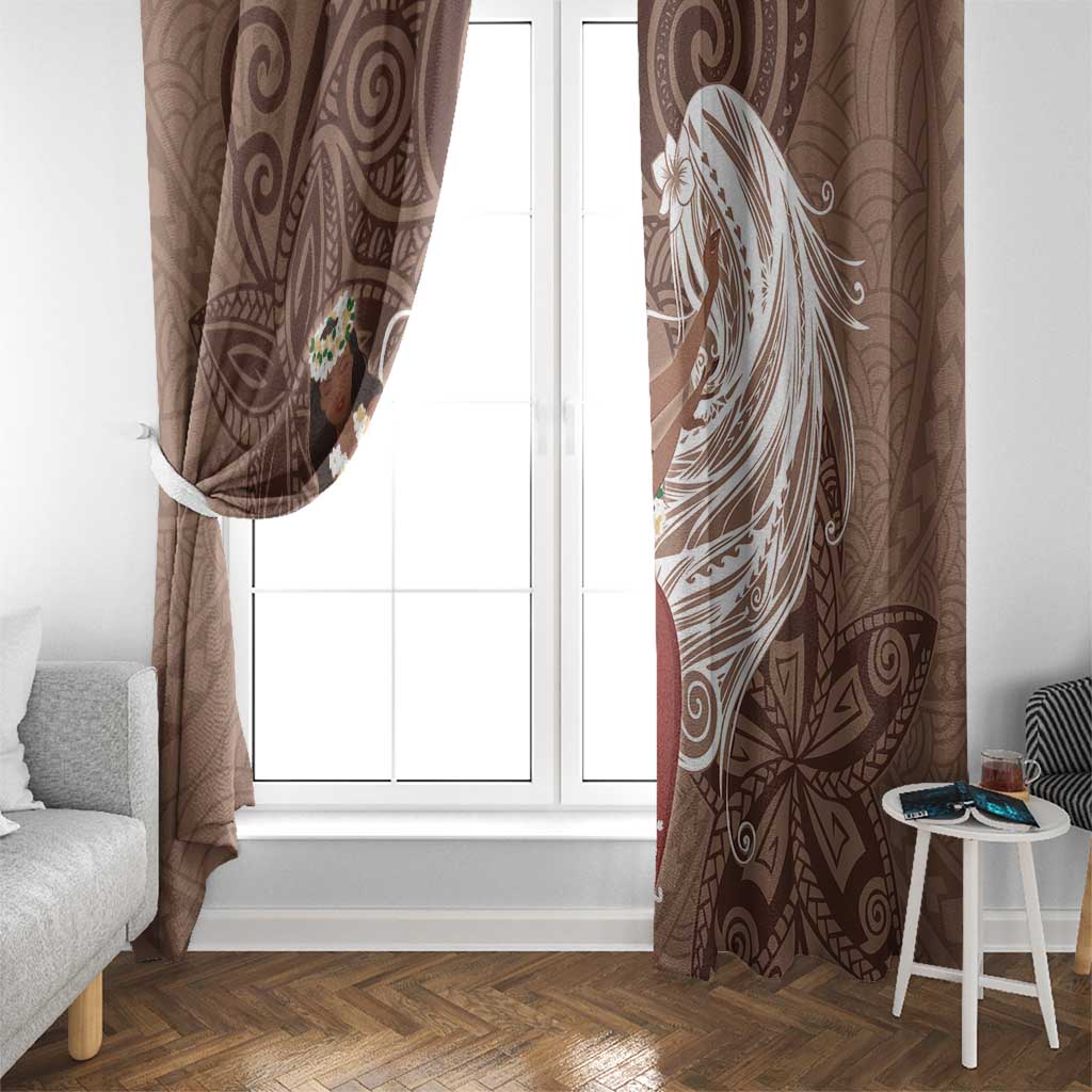 Tahiti Islands Polynesian Plumeria Window Curtain Tahitian Vahine 'Ote'a - Beige LT7 - Polynesian Pride