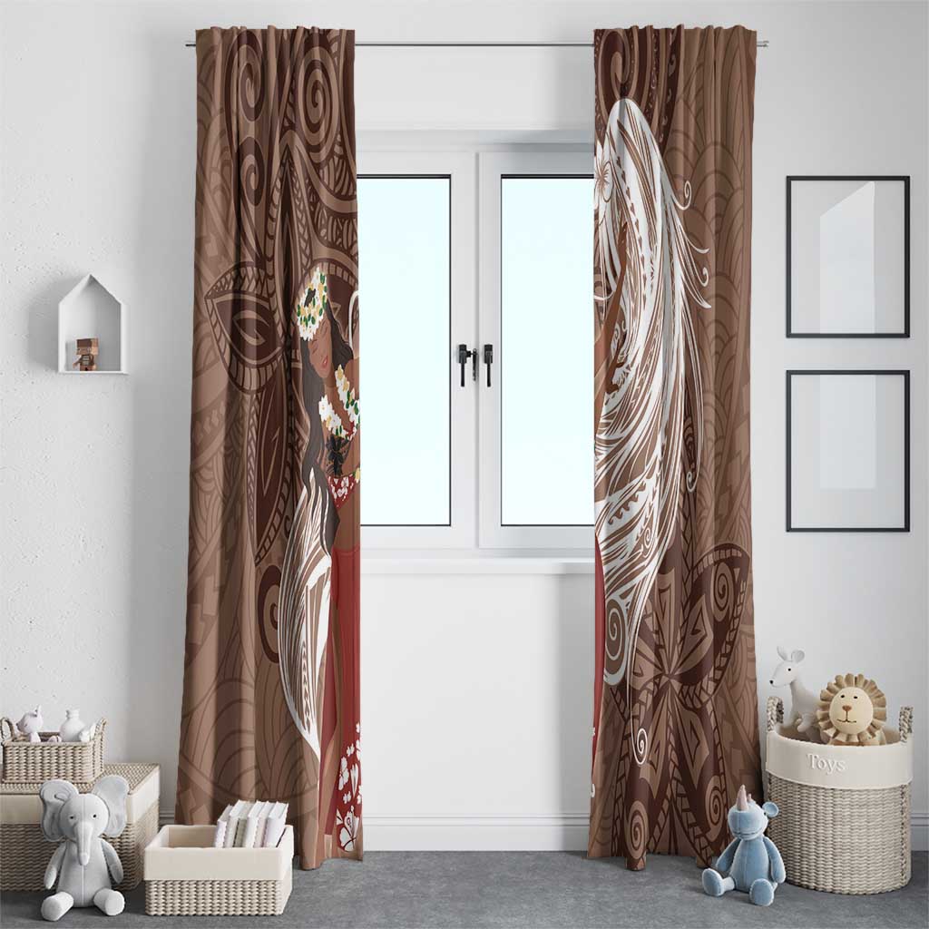 Tahiti Islands Polynesian Plumeria Window Curtain Tahitian Vahine 'Ote'a - Beige LT7 - Polynesian Pride