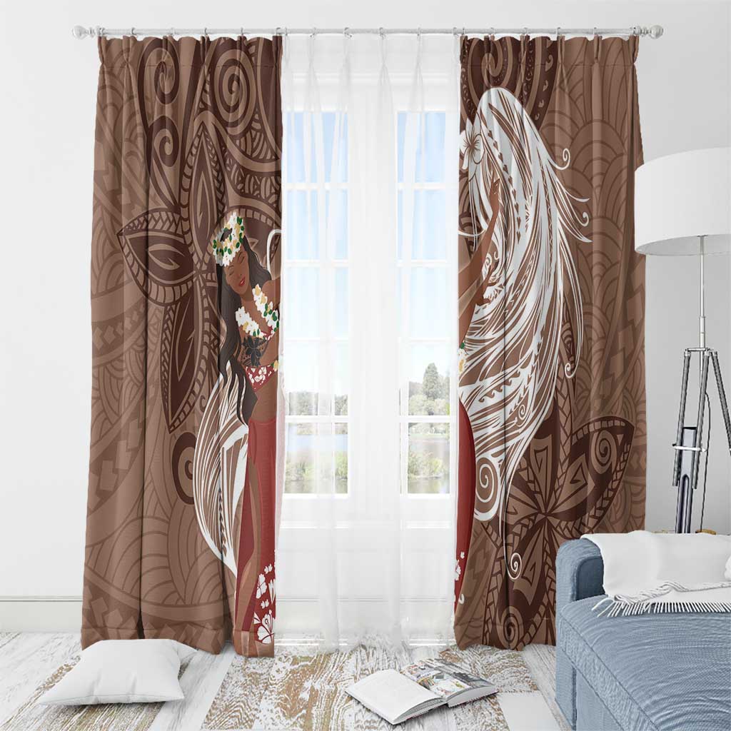 Tahiti Islands Polynesian Plumeria Window Curtain Tahitian Vahine 'Ote'a - Beige LT7 - Polynesian Pride