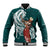 Tahiti Islands Polynesian Plumeria Baseball Jacket Tahitian Vahine 'Ote'a - Teal