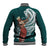 Tahiti Islands Polynesian Plumeria Baseball Jacket Tahitian Vahine 'Ote'a - Teal