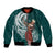 Tahiti Islands Polynesian Plumeria Bomber Jacket Tahitian Vahine 'Ote'a - Teal