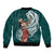 Tahiti Islands Polynesian Plumeria Bomber Jacket Tahitian Vahine 'Ote'a - Teal