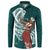 Tahiti Islands Polynesian Plumeria Button Sweatshirt Tahitian Vahine 'Ote'a - Teal