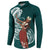 Tahiti Islands Polynesian Plumeria Button Sweatshirt Tahitian Vahine 'Ote'a - Teal