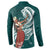 Tahiti Islands Polynesian Plumeria Button Sweatshirt Tahitian Vahine 'Ote'a - Teal