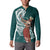 Tahiti Islands Polynesian Plumeria Button Sweatshirt Tahitian Vahine 'Ote'a - Teal